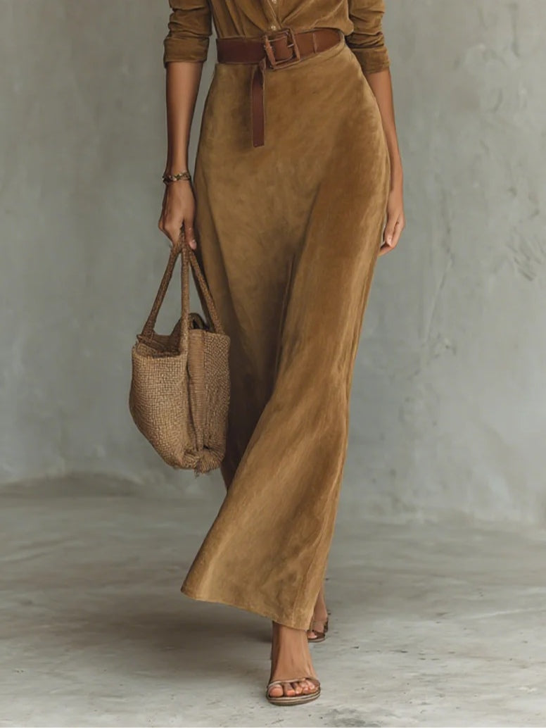 Belloni™ Célianne | Abito Maxi in Camoscio Chic